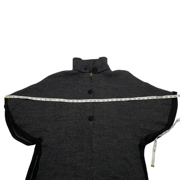 American South Side alpaca wool poncho herringbone charcoal gray OS neutral cozy - Picture 10 of 10